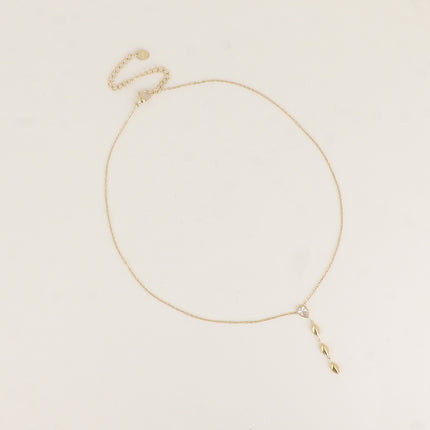 Collier Y - cristal goutte et 3 ovales pendantes
