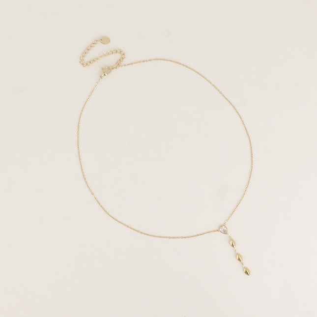 Collier Y - cristal goutte et 3 ovales pendantes