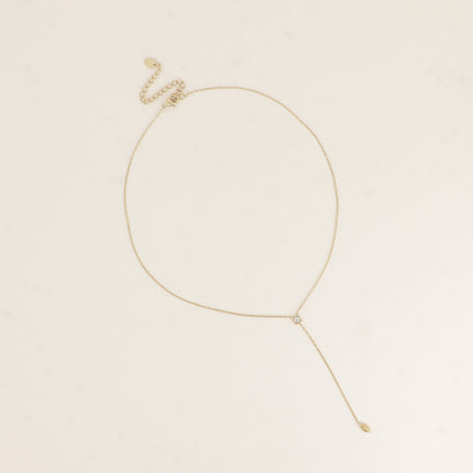 Collier Y - cristal carré et ovale pendant