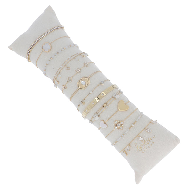 Kit de 13 bracelets - doré blanc - prix moyen de 6,7€/pc - présentoir offert
