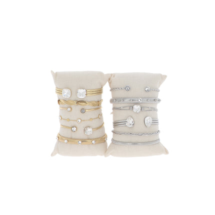 Kit de 12 bracelets - doré rhodium - prix moyen de 8,7€/pc - présentoir offert