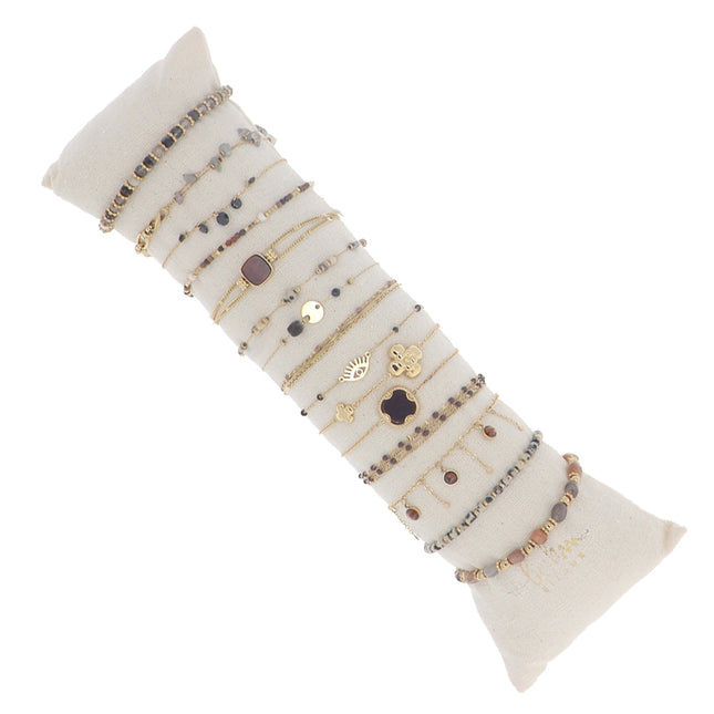 Kit de 15 bracelets - doré marron - prix moyen de 5,3€/pc - présentoir offert