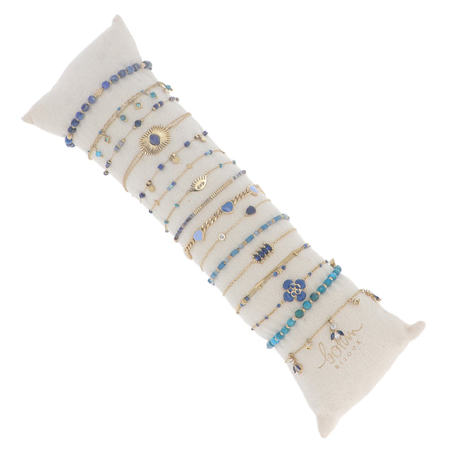 Kit de 16 bracelets - doré bleu - prix moyen de 5,6€/pc - présentoir offert