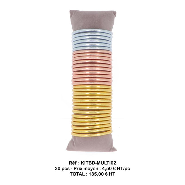 Kit de 30 joncs bouddhistes épais multicolores avec mantra. Coussin offert. Prix moyen : 4,50€ HT