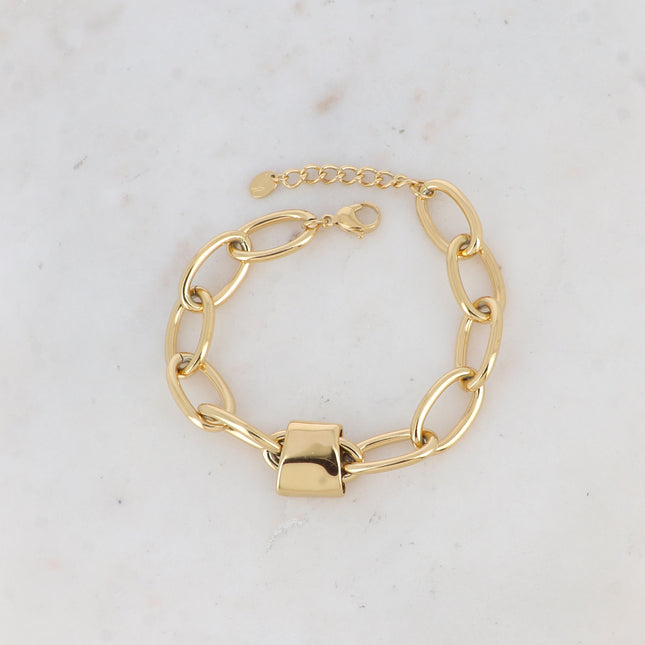 Bracelet Bailey - mailles ovales, pendentif lisse