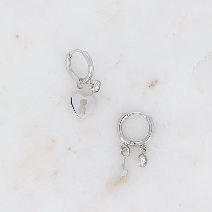 Créoles Clara - cadenas et clef avec zirconium