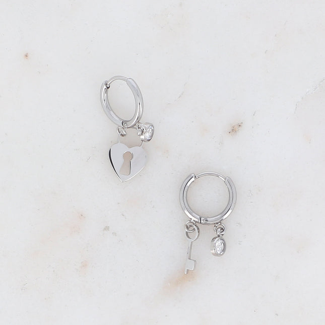 Créoles Clara - cadenas et clef avec zirconium