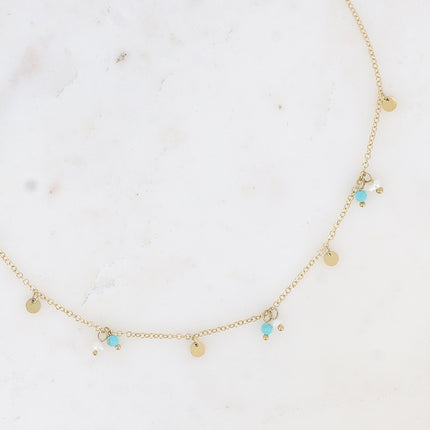Collier Maryse - perles d'eau douce et pierres naturelles