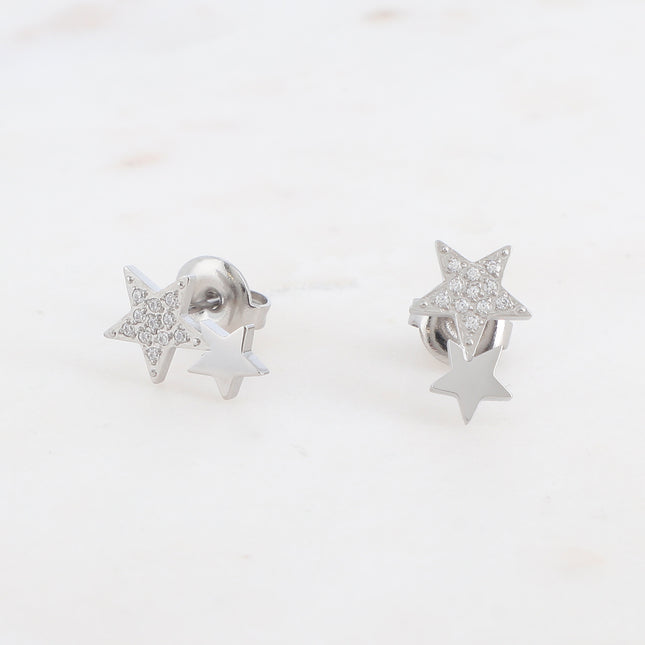 Boucles puces double étoiles en zirconium