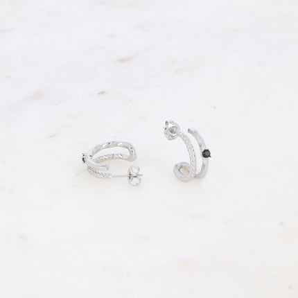 Caitríona hoops - double ring and cubic zirconia/resin pearls