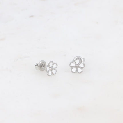 Boucles puces Alizon - fleurs aux pétales émaillées