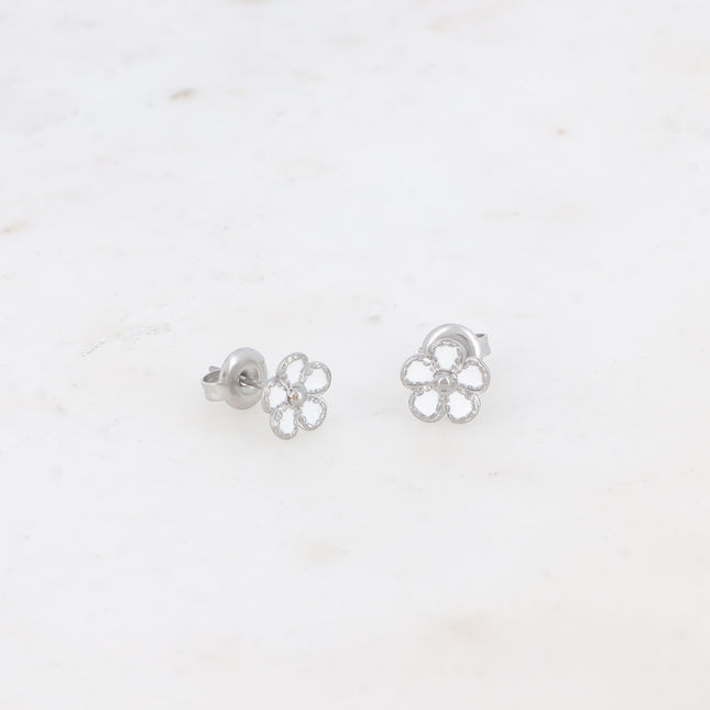 Alizon stud earrings - flowers with enameled petals
