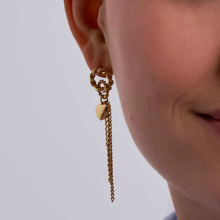 Boucles puces Caydie - coeur, anneaux torsadés et chaînes