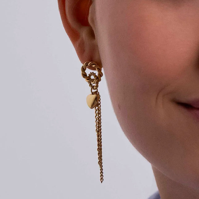 Boucles puces Caydie - coeur, anneaux torsadés et chaînes