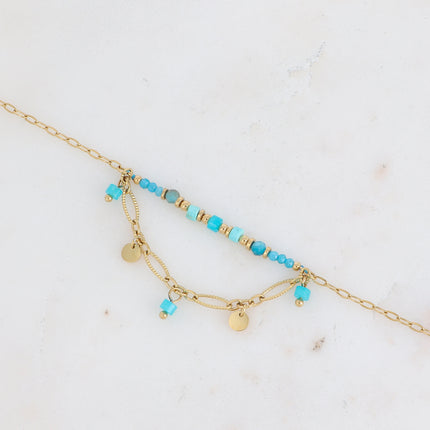 Amber Bracelet - 2 chains and natural stones