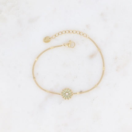 Bracelet Aloysia - marguerite aux pétales émaillées et oxyde de zirconium