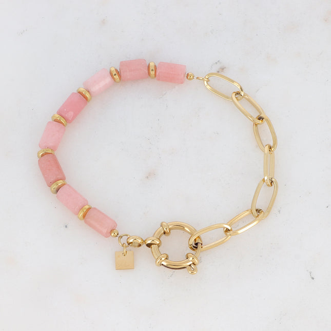 Bracelet maille et perlé en pierre naturelle