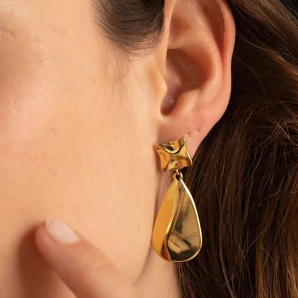 Ezrane stud earrings - textured square and teardrop