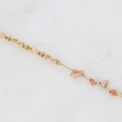 Bracelet Galen - maille et 2 chaînes - pierre naturelle