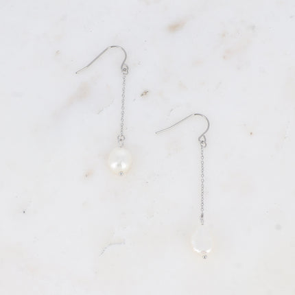 Boucles crochet - perles d'eau douce pendantes