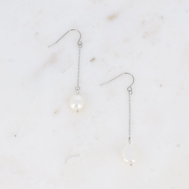 Boucles crochet - perles d'eau douce pendantes
