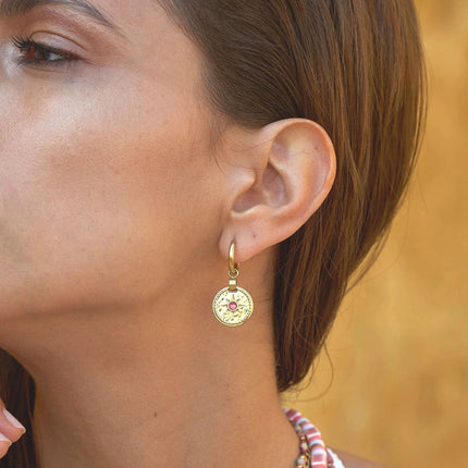 Calandra Creole earrings - star medallion and zirconium