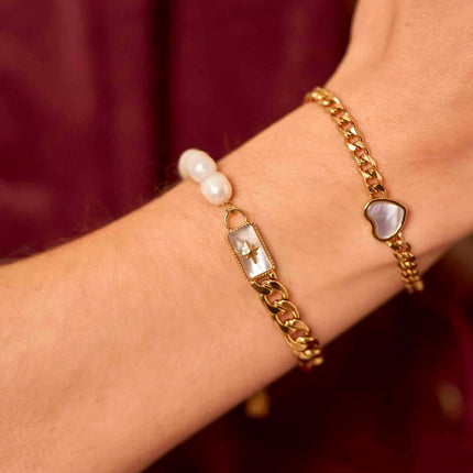 Alicianne beaded bracelet - North Star on stone and freshwater pearls