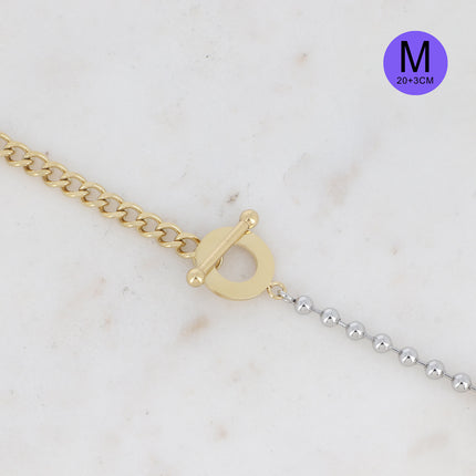Bracelet Aloïs M - UNISEX - 2 mailles gourmette et boules, motif fermoir cabillot 23 cm