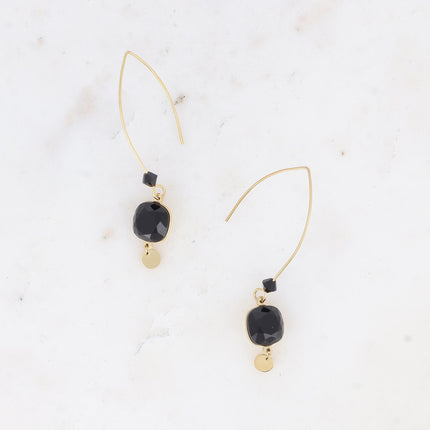 Boucles pendantes Aléa - cristaux 10 mm et toupie