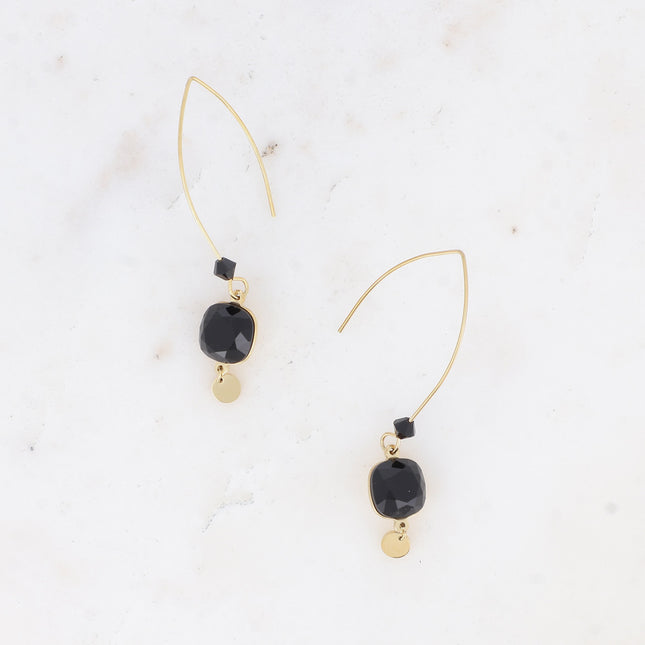 Boucles pendantes Aléa - cristaux 10 mm et toupie