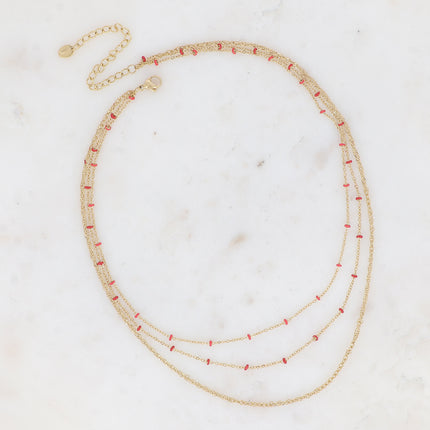 Collier 3 rangs Frédérique - perles émaillées