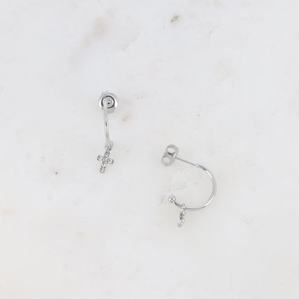 Créoles - mini croix et oxydes de zirconium
