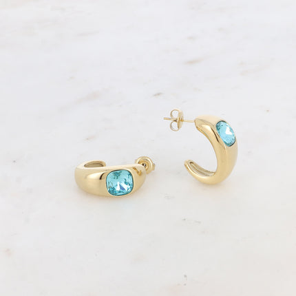 Hoop earrings - square crystal 8 x 8mm