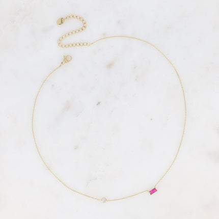 Collier - cristal rectangulaire et oxyde de zirconium