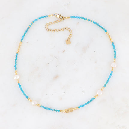 Collier sur fil avec motif d'écorce d'arbre et pierres naturelles