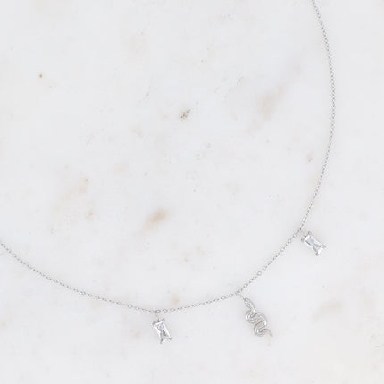 Collier Aglaia - serpent et cristaux rectangulaires