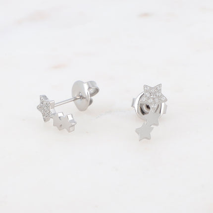 Comet stud earrings - triple stars with zirconium