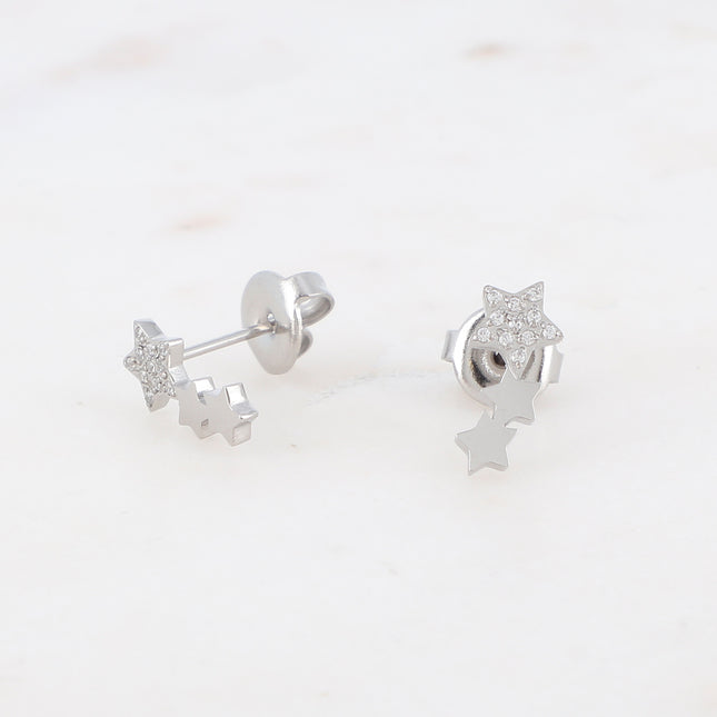 Boucles puces Comète - triple étoiles avec zirconium