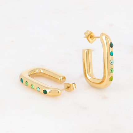 Inna Creole earrings - rectangular with zirconia