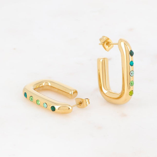 Inna Creole earrings - rectangular with zirconia