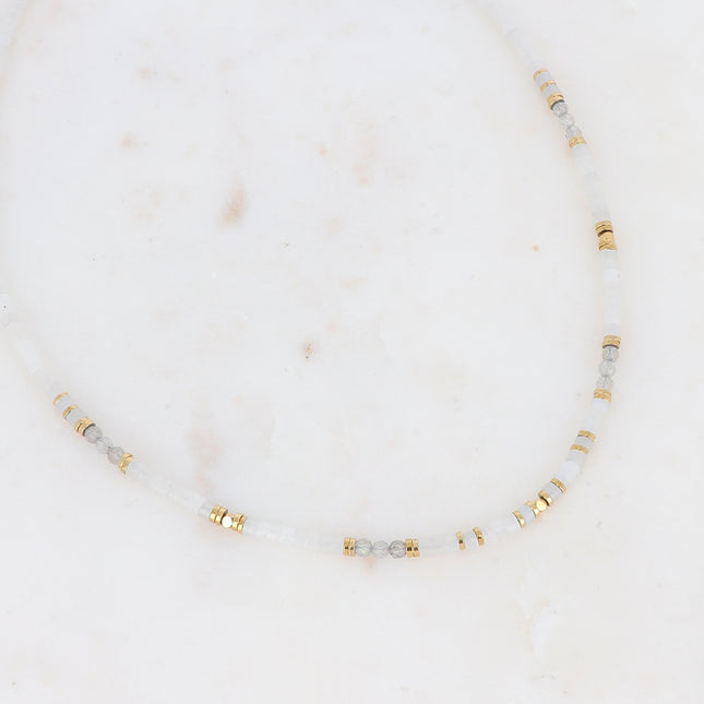 Collier Cybelle doré - pierres naturelles