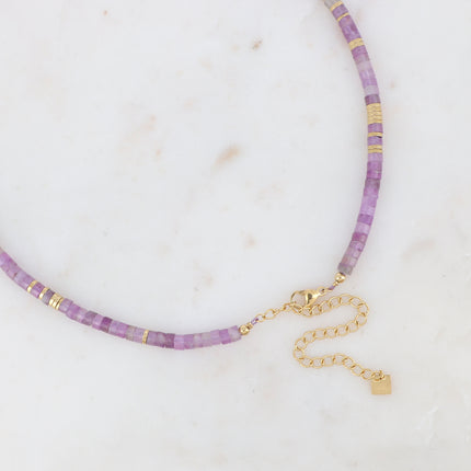 Collier Olivine avec pierres naturelles et perles rondelles