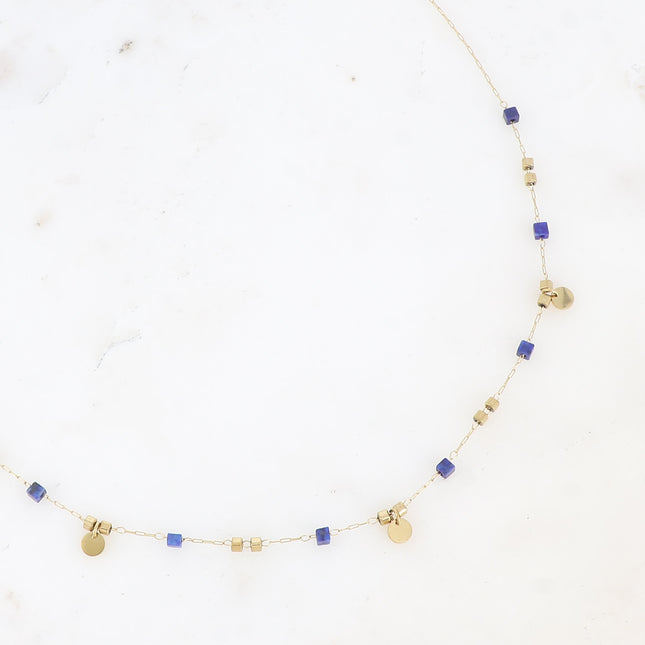 Collier - pierres naturelles et pampilles rondes