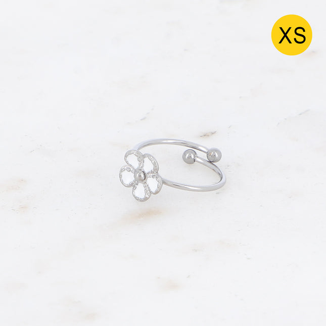 Bague Alizon XS - fleur aux pétales texturées et émaillées