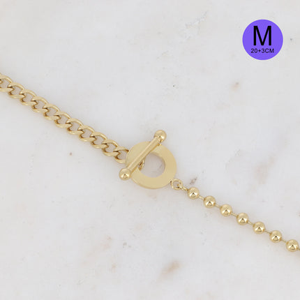 Bracelet Aloïs M - UNISEX - 2 mailles gourmette et boules, motif fermoir cabillot 23 cm