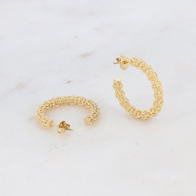 Créoles en maille tissée 3 cm