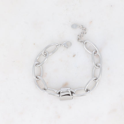 Bracelet Bailey - mailles ovales, pendentif lisse
