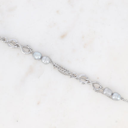 Bracelet Gladys - UNISEX - mailles gourmettes et forçat, anneaux 8 et perles d'eau douce