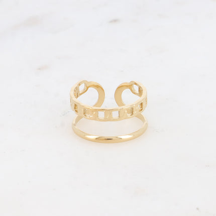 Bague - 2 rangs, maille gourmette et lisse