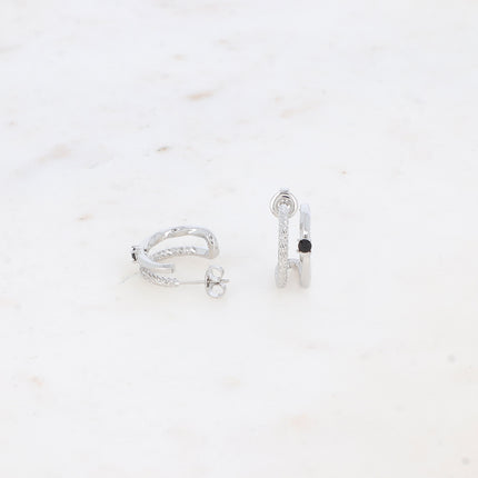 Caitríona hoops - double ring and cubic zirconia/resin pearls
